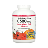 Natural Factors, Fruit-Flavor Chew Vitamin C, Four Mixed Fruit Flavors, 500 Mg, 180 Chewable Wafers
