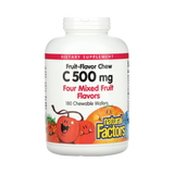 Natural Factors, Fruit-Flavor Chew Vitamin C, Four Mixed Fruit Flavors, 500 Mg, 180 Chewable Wafers