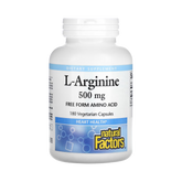 Natural Factors, L-Arginine, 500 Mg, 180 Vegetarian Capsules