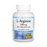 Natural Factors, L-Arginine, 500 Mg, 180 Vegetarian Capsules