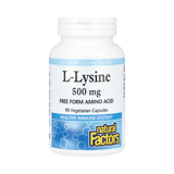 Natural Factors, L-Lysine, 500 Mg, 90 Vegetarian Capsules
