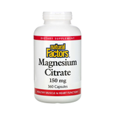 Natural Factors, Magnesium Citrate, 150 Mg, 360 Capsules