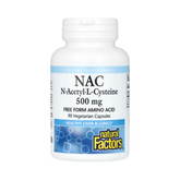Natural Factors, NAC, N-Acetyl-L Cysteine, 500 Mg, 90 Vegetarian Capsules