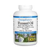 Natural Factors, OmegaFactors, Flaxseed Oil, 1000 Mg, 360 Softgels
