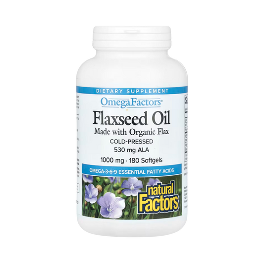 Natural Factors, OmegaFactors, Flaxseed Oil, 1,000 Mg, 180 Softgels