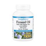 Natural Factors, OmegaFactors, Flaxseed Oil, 1,000 Mg, 90 Softgels
