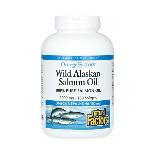 Natural Factors, OmegaFactors, Wild Alaskan Salmon Oil, 1,000 Mg, 180 Softgels