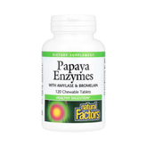 Natural Factors, Papaya Enzymes with Amylase & Bromelain, 120 Chewable Tablets