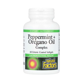 Natural Factors, Peppermint + Oregano Oil Complex, 60 Enteric Coated Softgels
