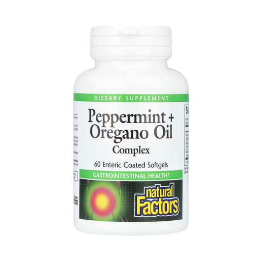 Natural Factors, Peppermint + Oregano Oil Complex, 60 Enteric Coated Softgels