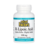Natural Factors, R-Lipoic Acid, 100 Mg, 60 Vegetarian Capsules