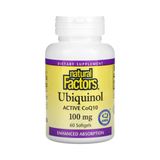 Natural Factors, Ubiquinol, Active CoQ10, 100 Mg, 60 Softgels