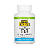 Natural Factors, Vegan Vitamin D3, 50 mcg (2,000 IU), 90 Vegetarian Capsules