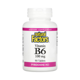 Natural Factors, Vitamin B6, Pyridoxine HCl, 100 mg, 90 Tablets