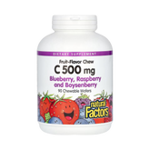 Natural Factors, Vitamin C Fruit-Flavor Chew, Blueberry, Raspberry and Boysenberry, 500 Mg, 90 Chewable Wafers