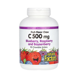 Natural Factors, Vitamin C Fruit-Flavor Chew, Blueberry, Raspberry and Boysenberry, 500 Mg, 90 Chewable Wafers