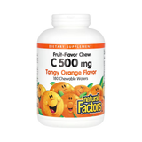 Natural Factors, Vitamin C, Fruit-Flavor Chew, Tangy Orange, 500 Mg, 180 Chewable Wafers