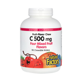 Natural Factors, Vitamin C, Fruit-Flavor Chew, Four Mixed Fruit, 500 Mg, 90 Chewable Wafers