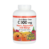 Natural Factors, Vitamin C, Fruit-Flavor Chew, Peach, Passionfruit and Mango, 500 Mg, 180 Chewable Wafers