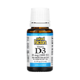 Natural Factors, Vitamin D3 Drops, Unflavored, 25 mcg (1,000 IU), 0.5 fl oz (15 ml)