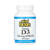 Natural Factors, Vitamin D3, 125 mcg (5,000 IU), 240 Softgels