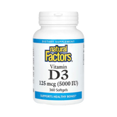 Natural Factors, Vitamin D3, 125 mcg (5,000 IU), 360 Softgels