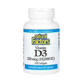 Natural Factors, Vitamin D3, 250 mcg (10,000 IU), 120 Softgels