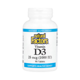 Natural Factors, Vitamin D3, 25 mcg (1,000 IU), 90 Tablets