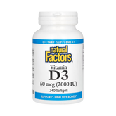 Natural Factors, Vitamin D3, 50 mcg (2,000 IU), 240 Softgels