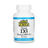 Natural Factors, Vitamin D3, 50 mcg (2,000 IU), 90 Tablets