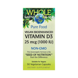 Natural Factors, Whole Earth & Sea, Vegan Bioenhanced Vitamin D3, 25 mcg (1,000 IU), 90 Vegetarian Capsules