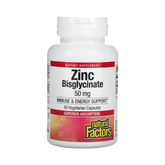 Natural Factors, Zinc Bisglycinate, 50 Mg, 60 Vegetarian Capsules