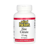Natural Factors, Zinc Citrate, 15 Mg, 90 Tablets