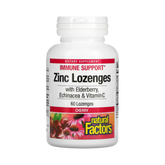 Natural Factors, Zinc Lonzenges, With Elderberry, Echinacea & Vitamin C, Cherry, 60 Lozenges