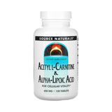 Source Naturals, Acetyl L-Carnitine & Alpha-Lipoic Acid, 650 Mg, 120 Tabs