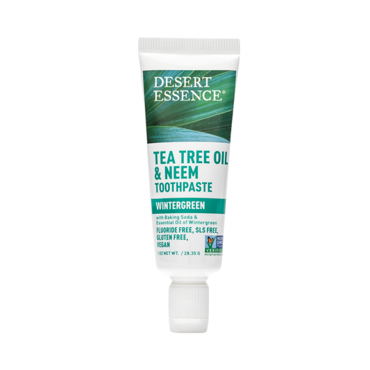 Desert Essence, Tea Tree Oil & Neem Travel Size Toothpaste Wintergreen, 1 Oz 12 Piece Display