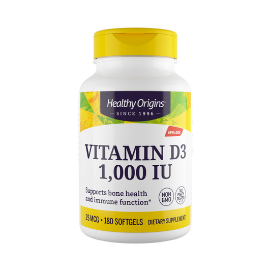 Healthy Origins, Vitamin DЗ Gels, 1000 IU, Lanolin, 180 Softgels
