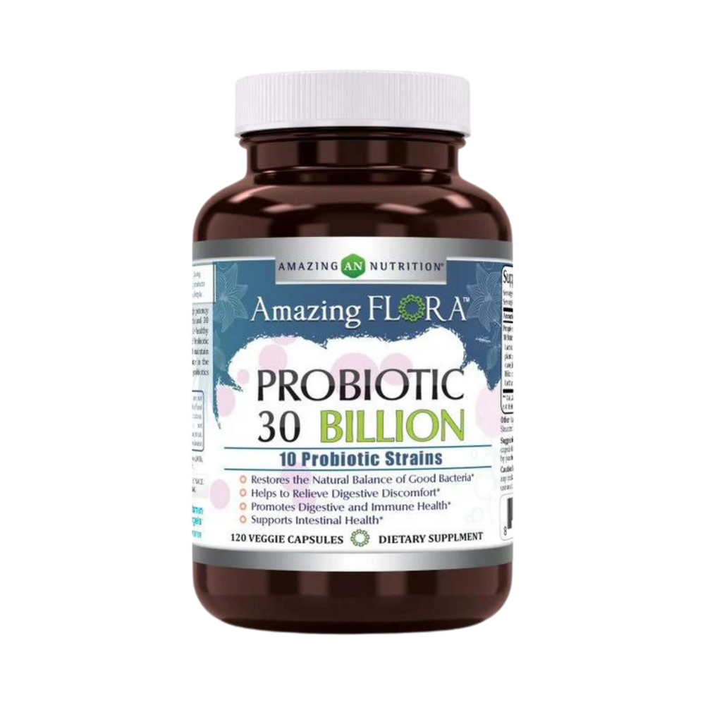 Amazing Flora, Probiotic 30 Billion 10 Probiotic Strains, 120 Capsules