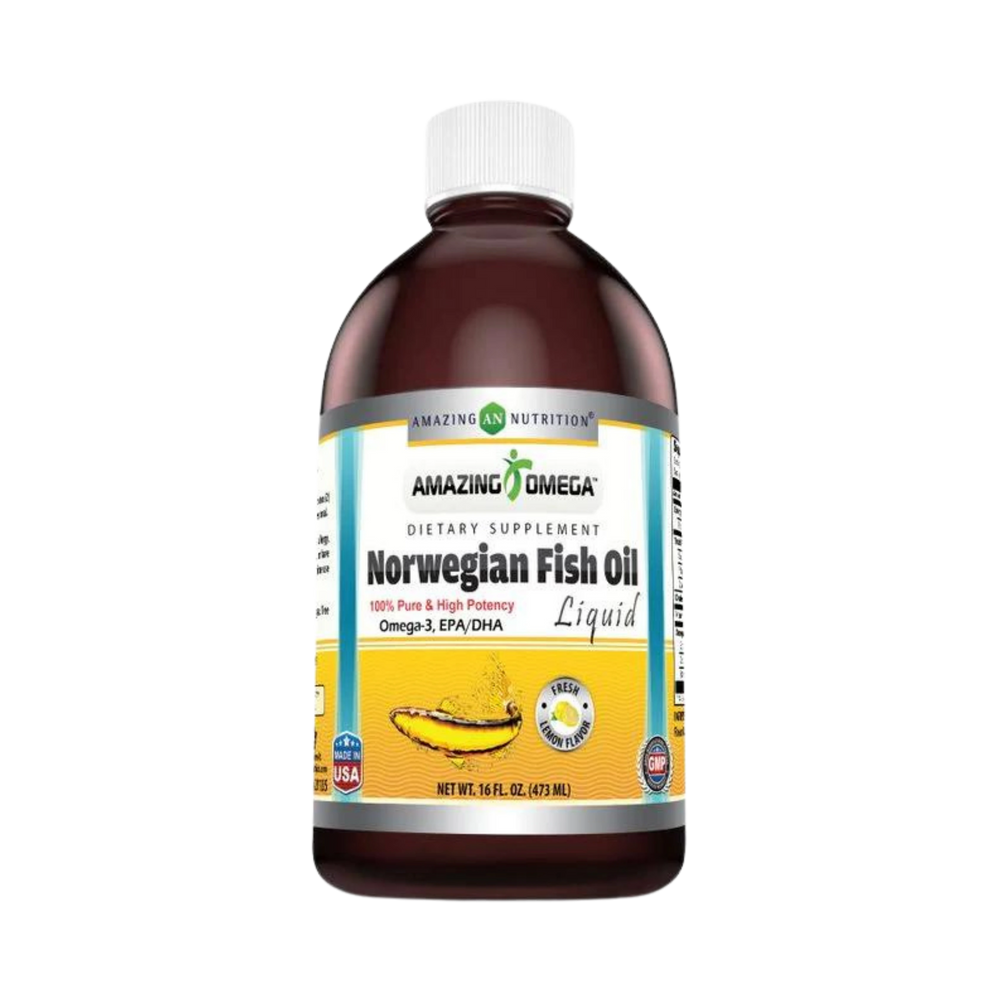 Amazing Omega, Norwegian Liquid Fish Oil, Lemon Flavor, 16 Oz