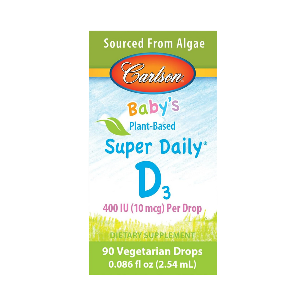 Carlson, Baby's Plant-Based Super Daily D3, Baby Vegetarian Liquid Vitamin D Drops, 90 Drops