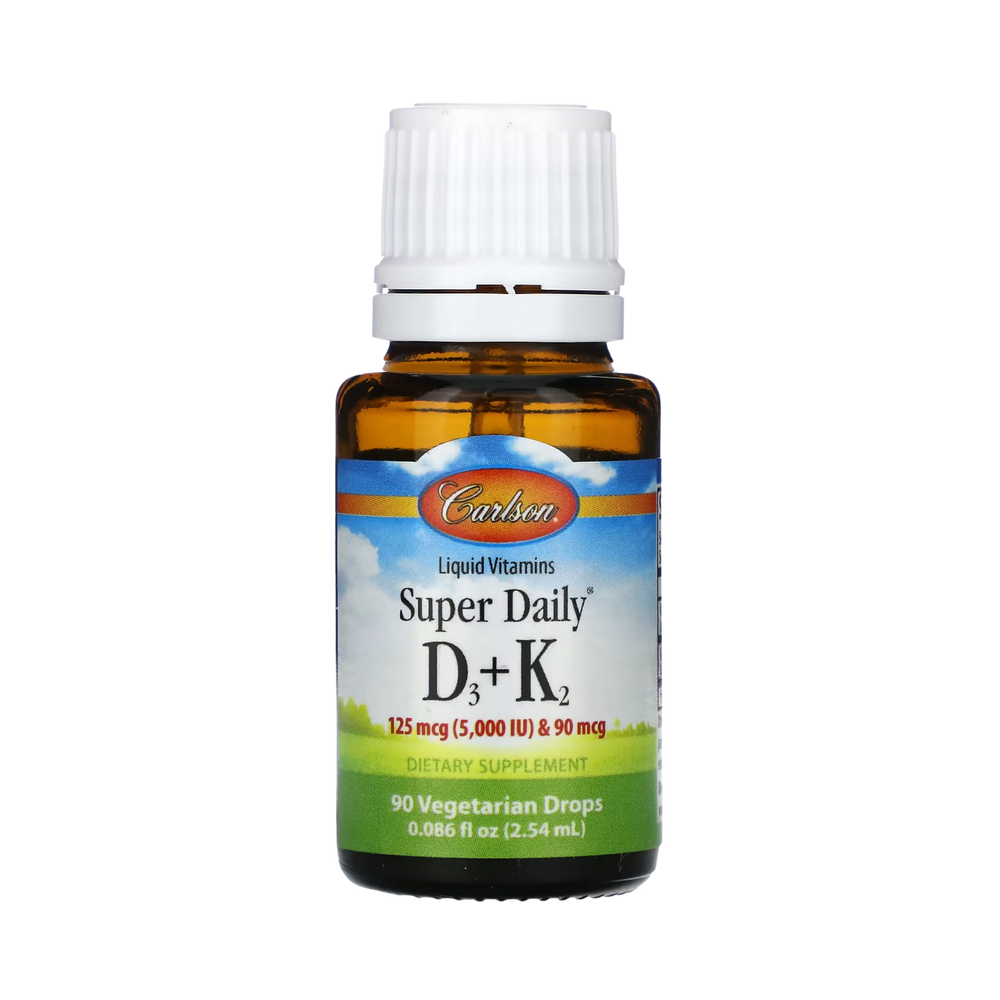Carlson, Super Daily D3 + K2, 125 Mcg (5,000 IU) & 90 Mcg, 0.086 Fl Oz