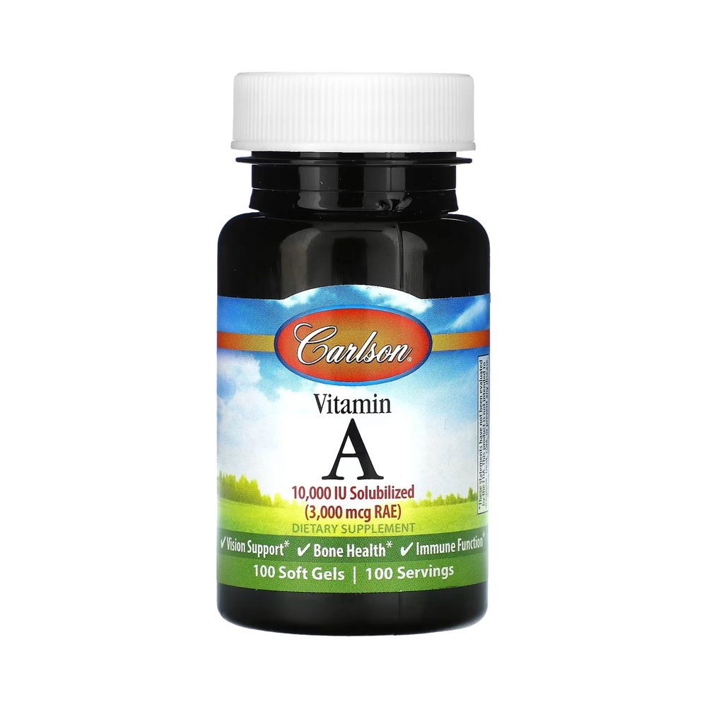 Carlson, Vitamin A, 3,000 Mcg RAE (10,000 IU), 100 Soft Gels