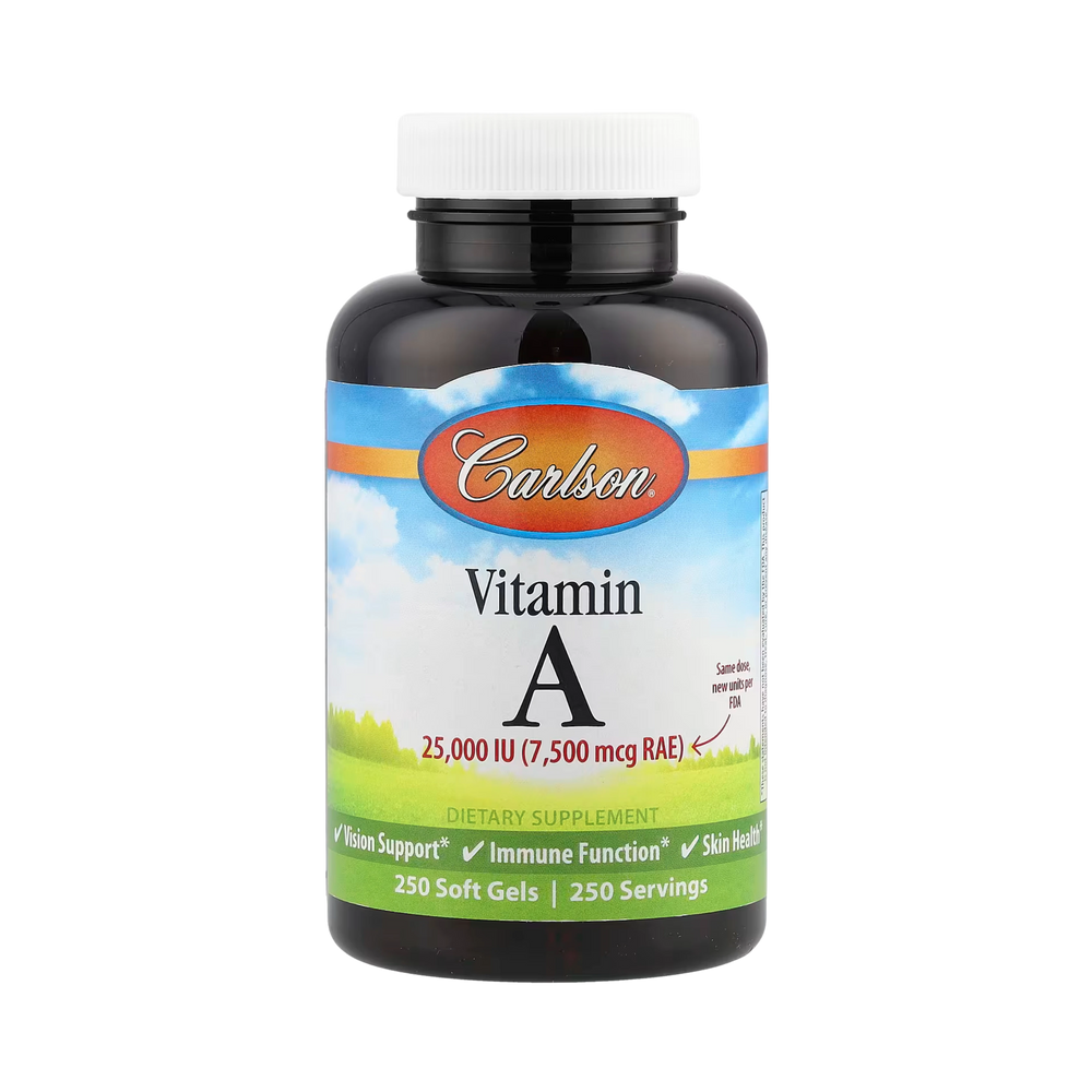 Carlson, Vitamin A, 7,500 Mcg RAE (25,000 IU), 250 Soft Gels