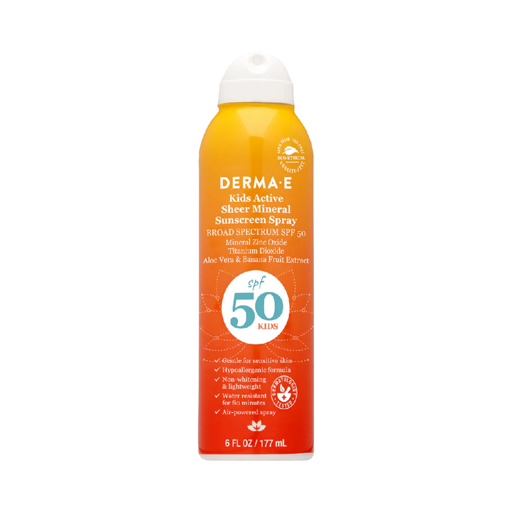Derma E, Kids Active Sheer Mineral Sunscreen Spray SPF 50, 6 Fl Oz
