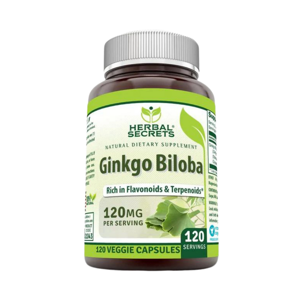 Herbal Secrets, Ginkgo Biloba Supplement, 120 Mg, 120 Capsules