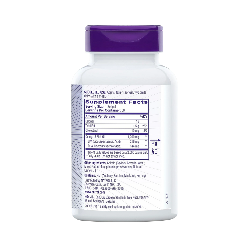 Natrol, Omega-3, 1200 mg Fish Oil, 60 Softgels