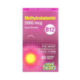 Natural Factors, B12, Methylcobalamin, 5,000 mcg, 60 Chewable Tablets