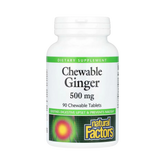 Natural Factors, Chewable Ginger, 500 Mg, 90 Chewable Tablets
