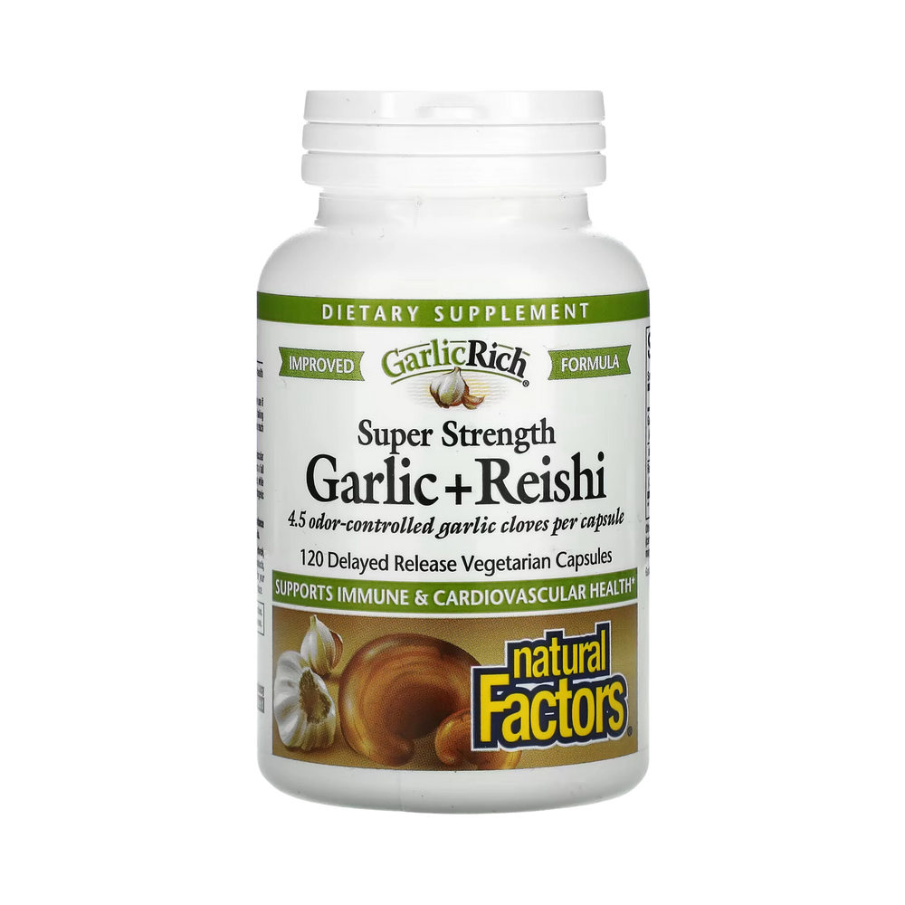 Natural Factors, GarlicRich, Super Strength Garlic + Reishi, 120 Delayed Release Vegetarian Capsules