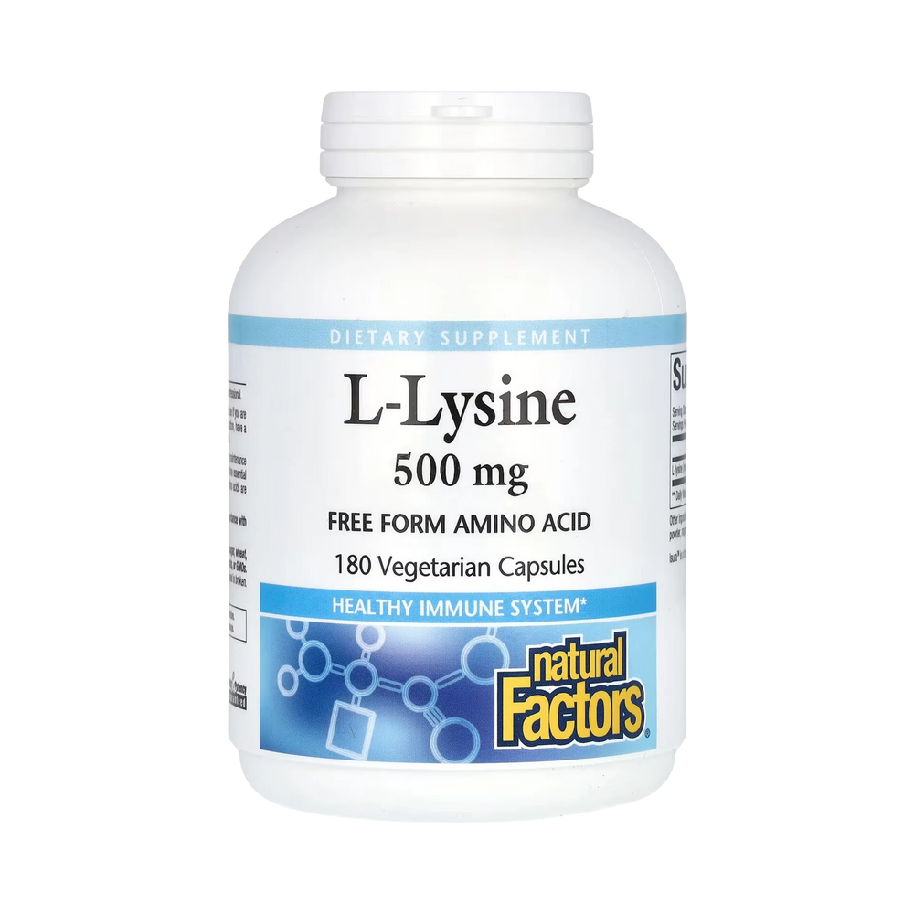 Natural Factors, L-Lysine, 500 Mg, 180 Vegetarian Capsules